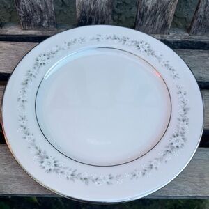 NORITAKE IVORY CHINA PATTERN 7548 HEATHER SALAD PLATE FLORAL, SILVER RIM 8 1/4”